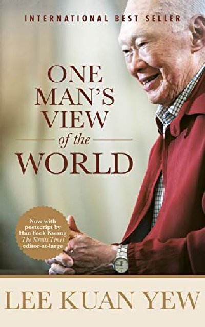 A book cover featuring a black and white image of Lee Kuan Yew, Singapore's first Prime Minister